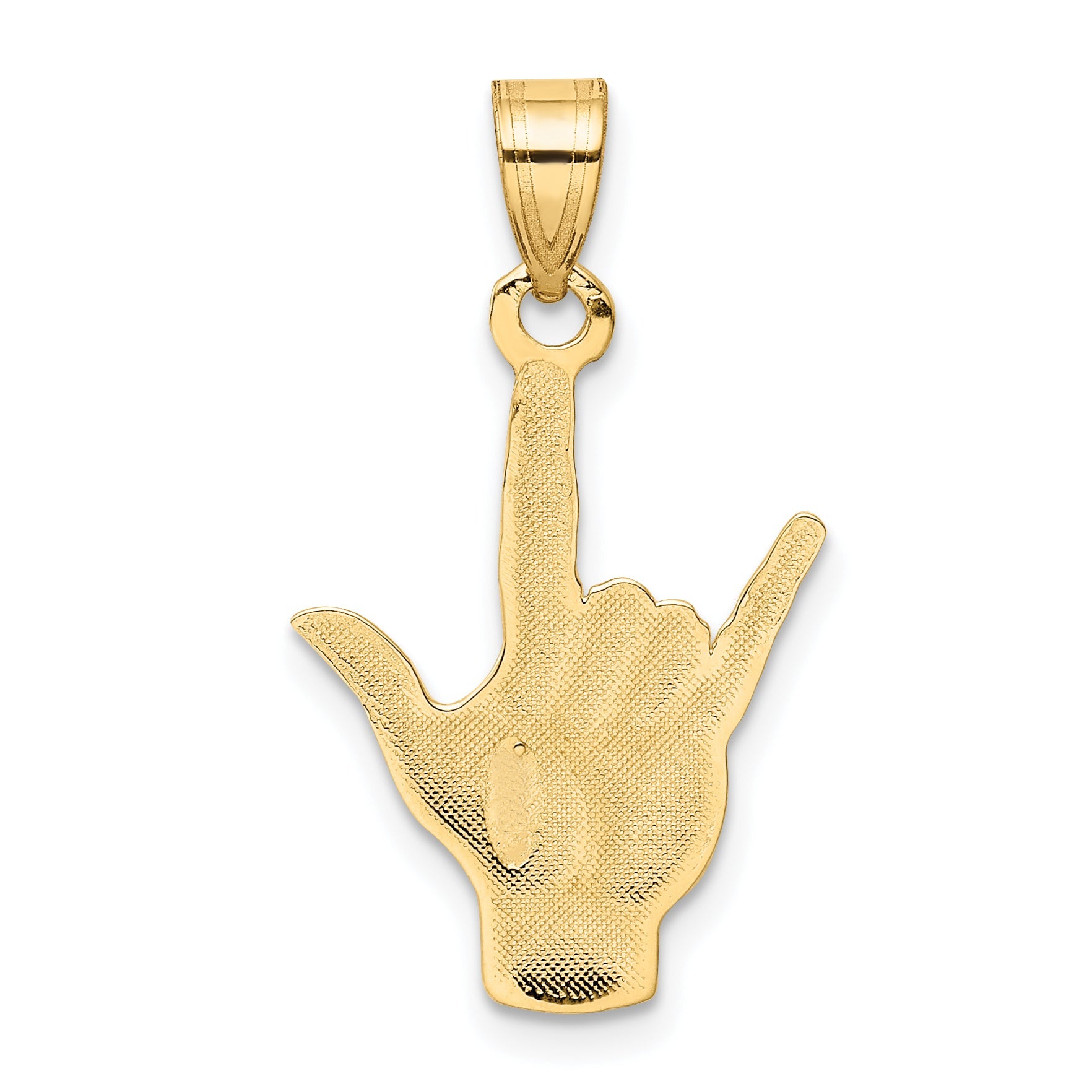 10K Yellow Gold Polished I Love You Hand/Sign Language Charm