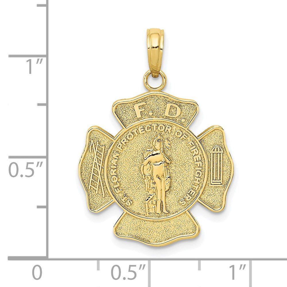 10K Yellow Gold St. Florian Protect Us/Fire Dept. Pendant