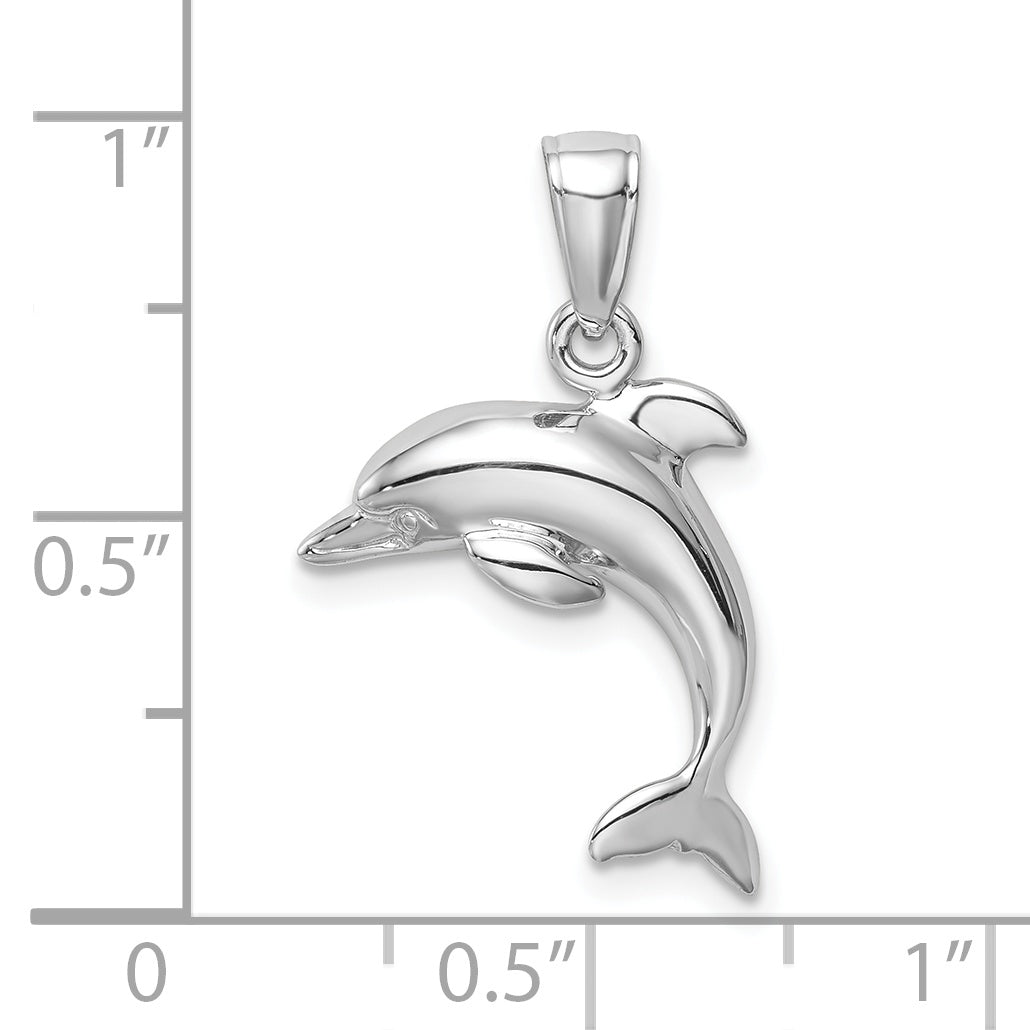 10K White Gold Jumping Dolphin Pendant