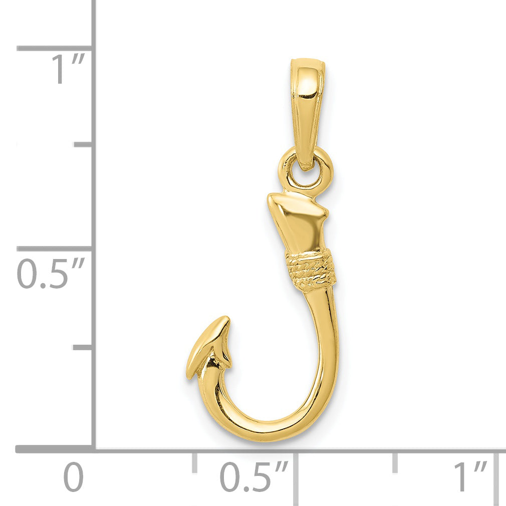 10K Yellow Gold 10K 3D Fish Hook Pendant