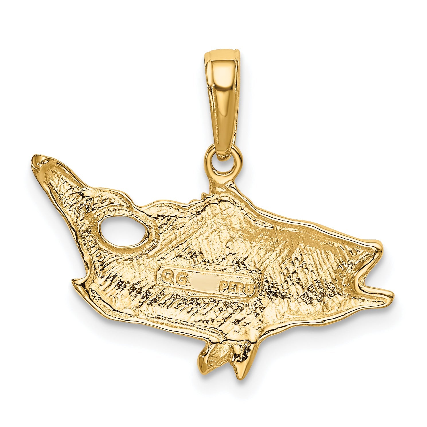10K Yellow Gold Open Mouthed Bass Fish Pendant