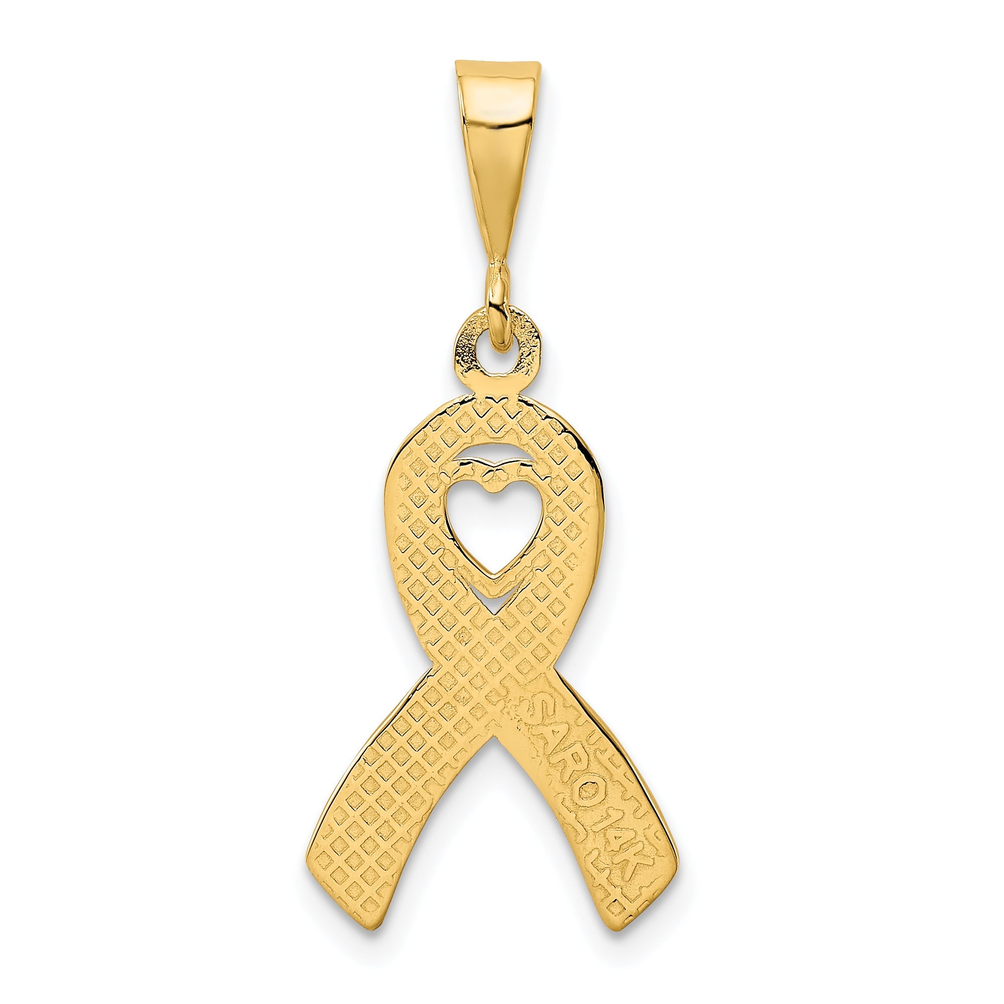 10K Yellow Gold Heart In Awareness Pendant