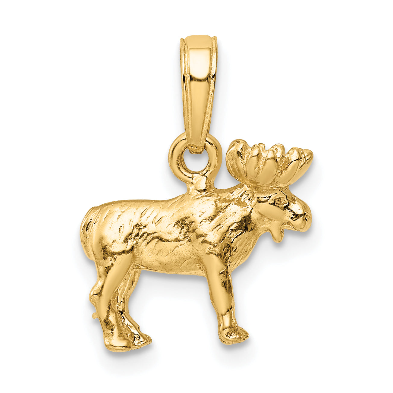 10K Yellow Gold 3-D Moose Pendant