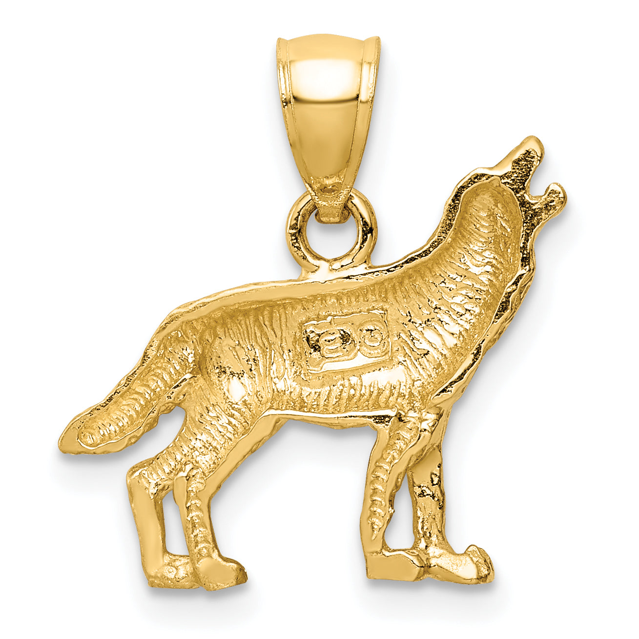 10K Yellow Gold 10K Diamond-Cut Wolf Pendant