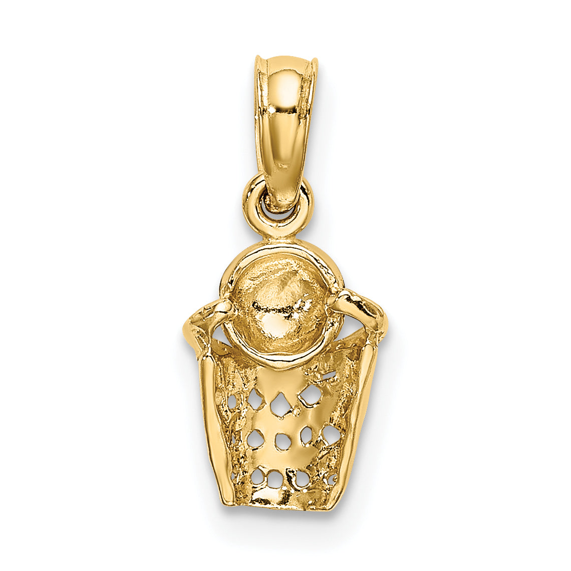 10K Yellow Gold Basketball W/Net Charm
