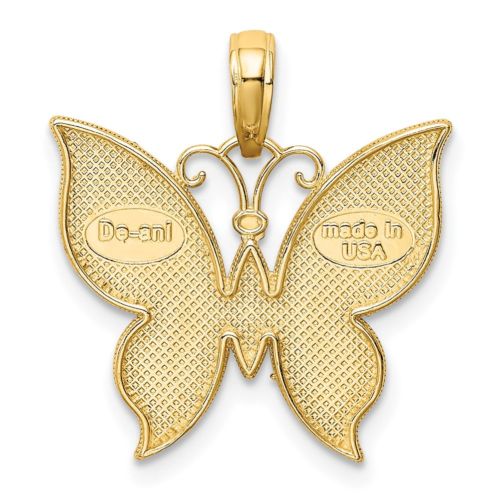 10K Yellow W/Rhodium 10K W/ Rhodium Butterfly Charm