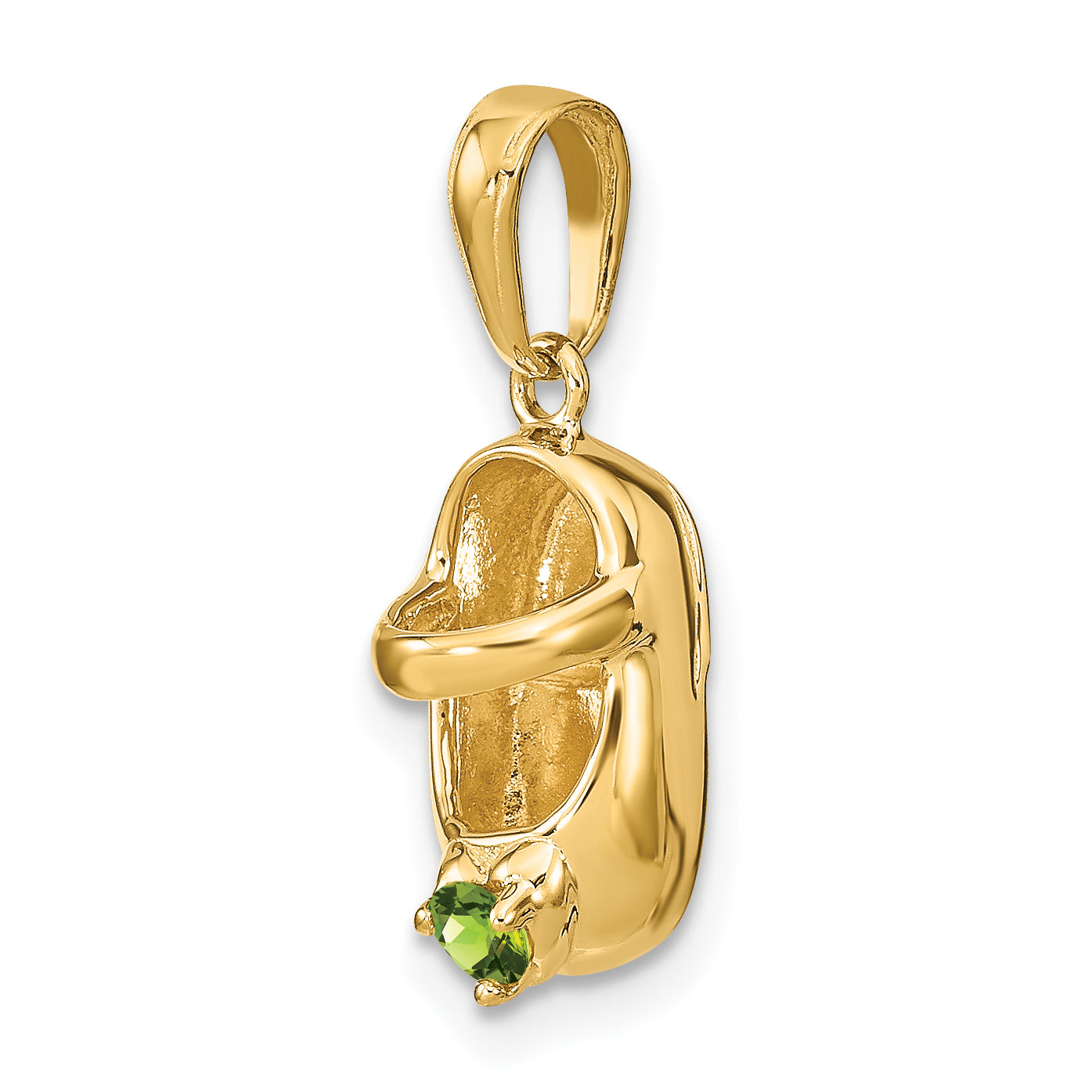 10K Yellow Gold 10K 3-D August/Synthetic Stone Engraveable Baby Shoe Charm