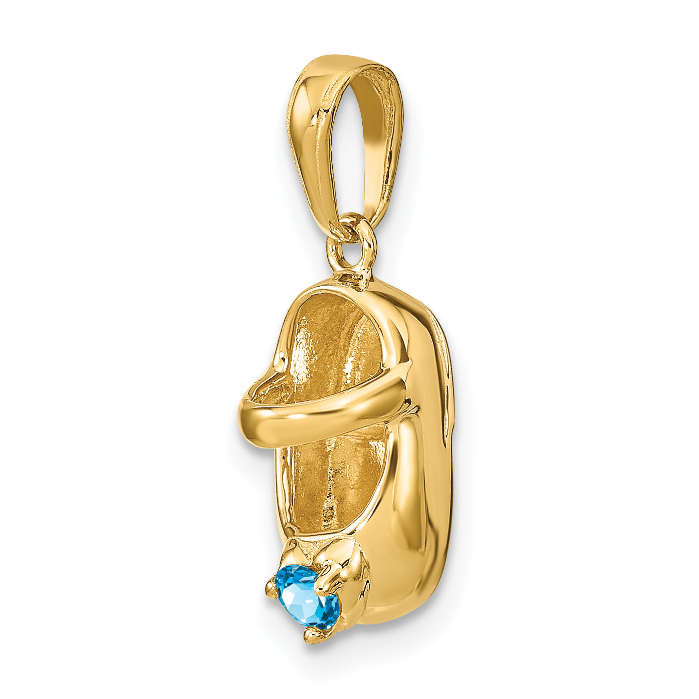 10K Yellow Gold 10K 3-D December/Synthetic Stone Engraveable Baby Shoe Charm