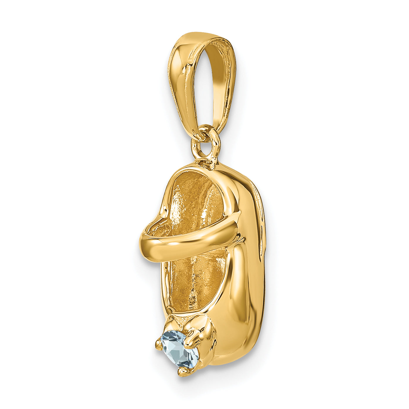 10K Yellow Gold 10K 3-D March/Synthetic Stone Engraveable Baby Shoe Charm