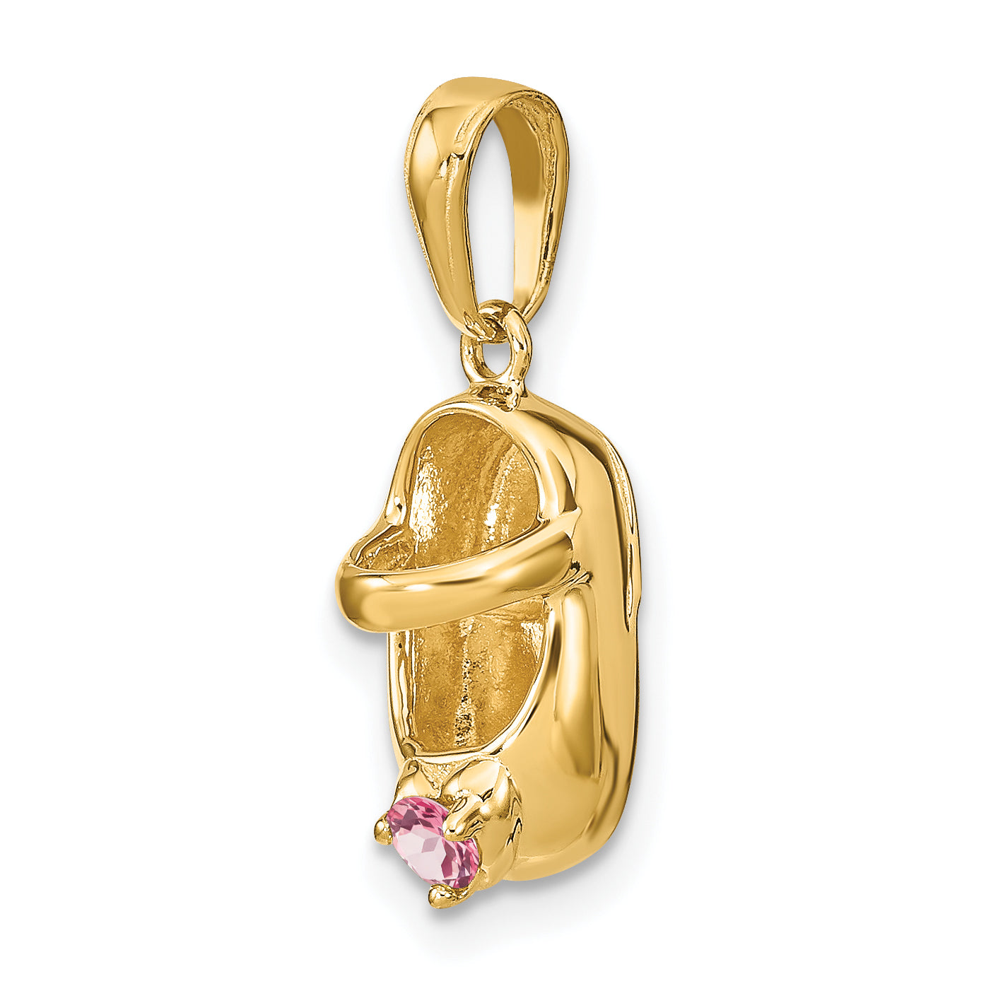 10K Yellow Gold 10K 3-D October/Synthetic Stone Engraveable Shoe Charm