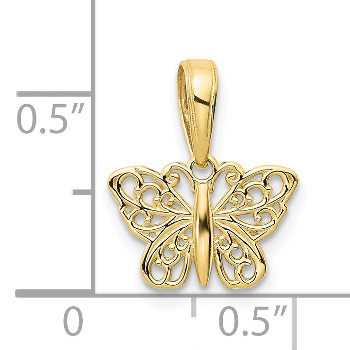 10K Yellow Gold 10K Filigree Butterfly Charm