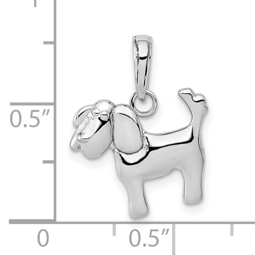 10K White Gold Polished Dog Charm