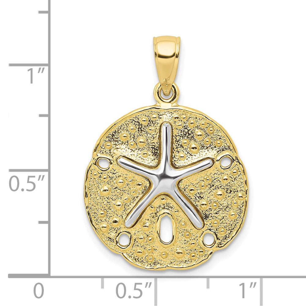 10K Two-Tone Two Tone Sand Dollar W/ Starfish Pendant