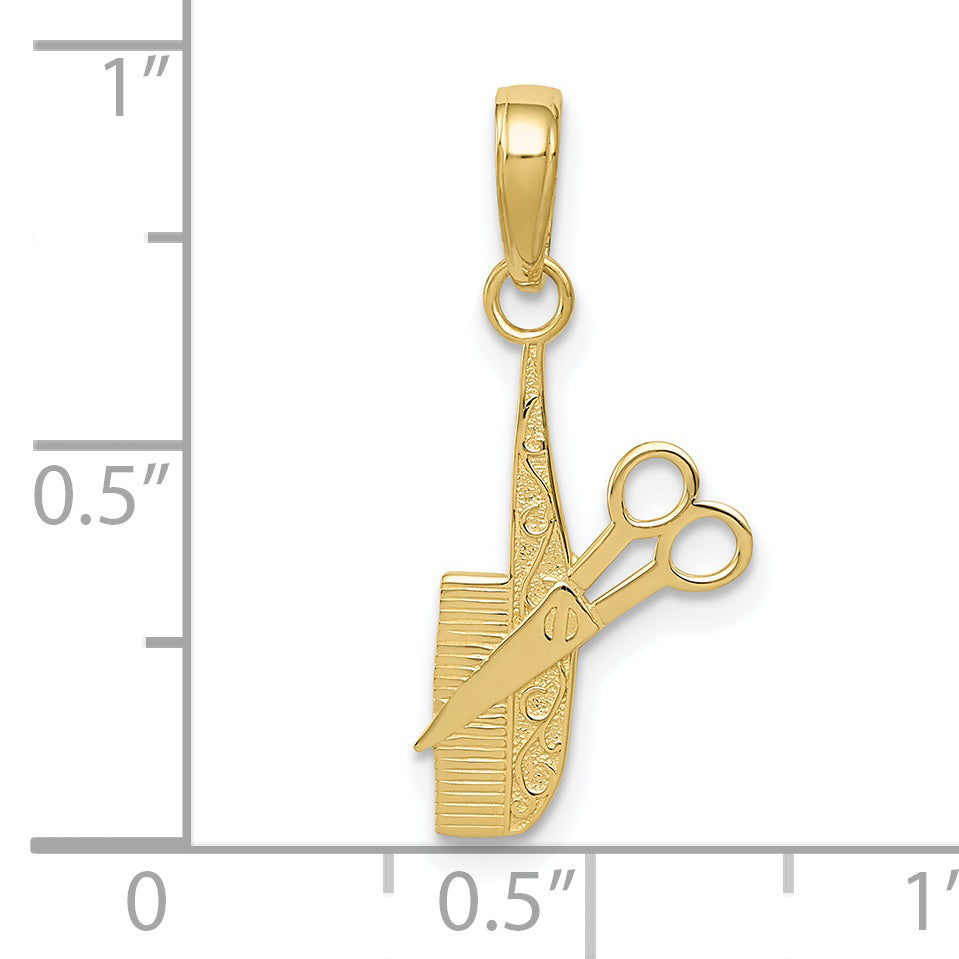 10K Yellow Gold 10K Comb And Scissors Charm