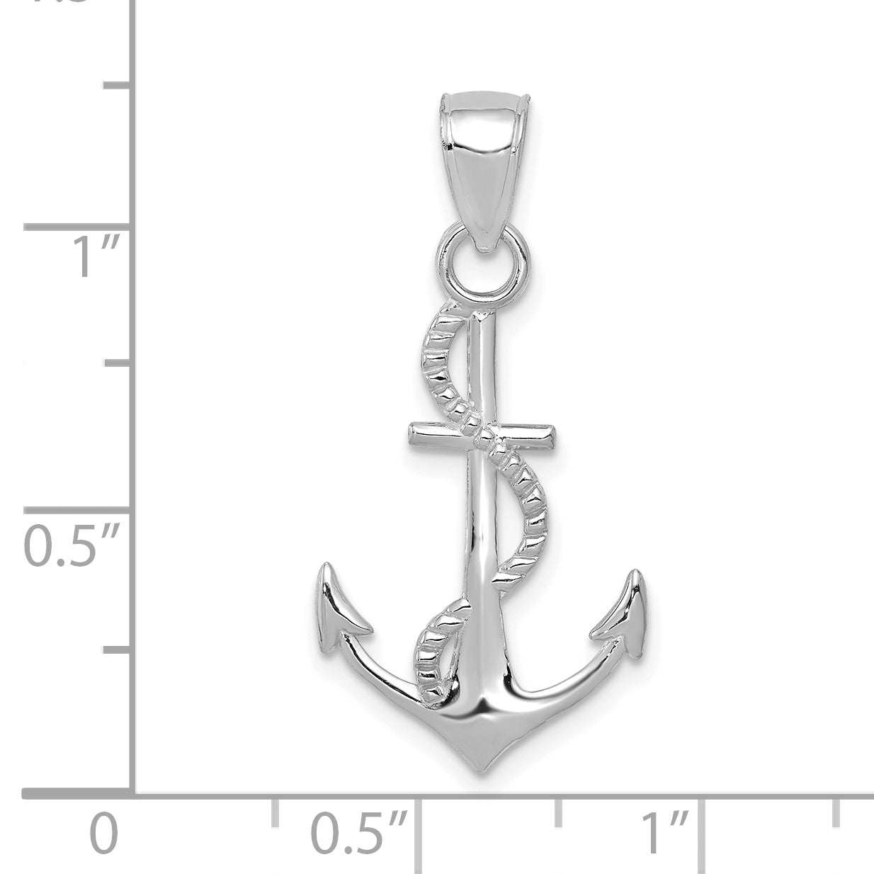 10K White Gold 10K Polished Anchor W/Rope Pendant
