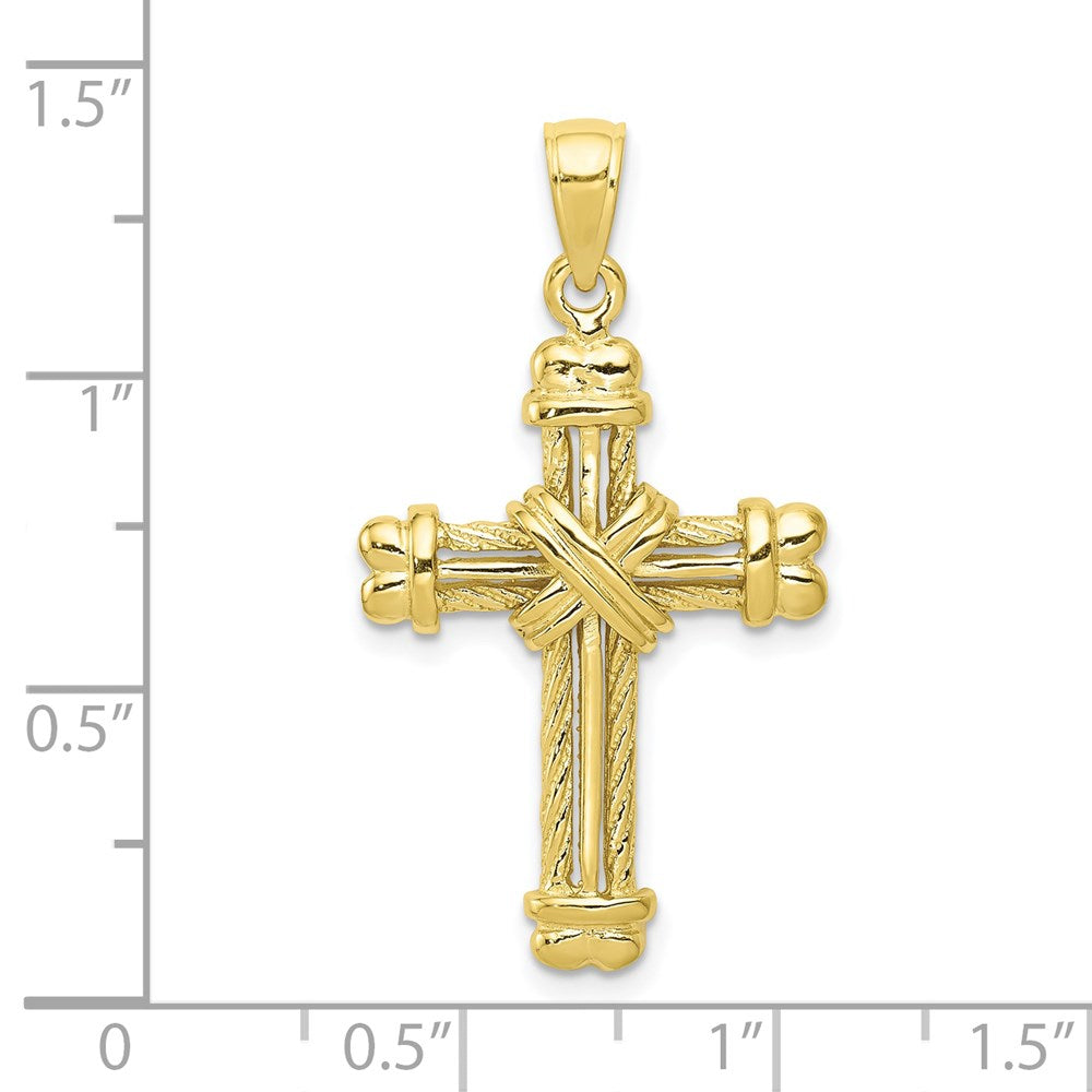 10K Yellow Gold 10K Polished Textured Cross Pendant