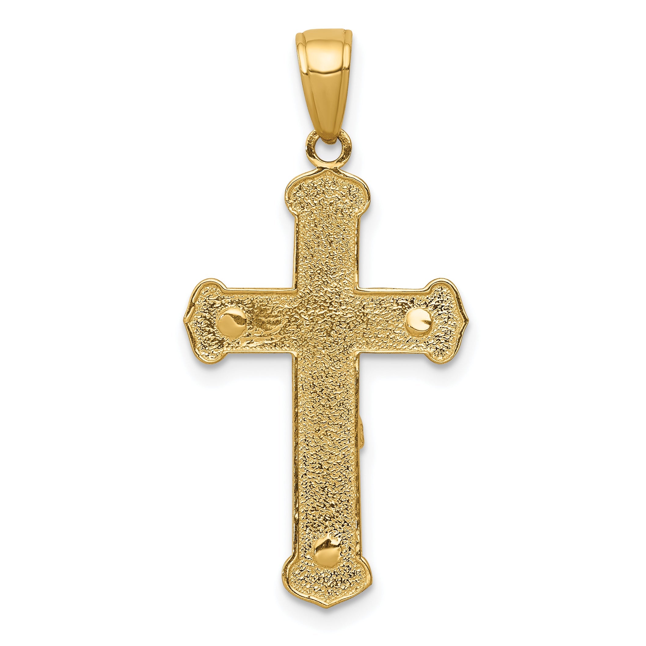 10K Yellow Gold 10K Polished Textured Crucifix Pendant