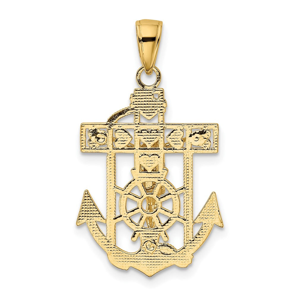 10K Yellow Gold 10K Polished & Textured Mini Mariners Crucifix Pendant