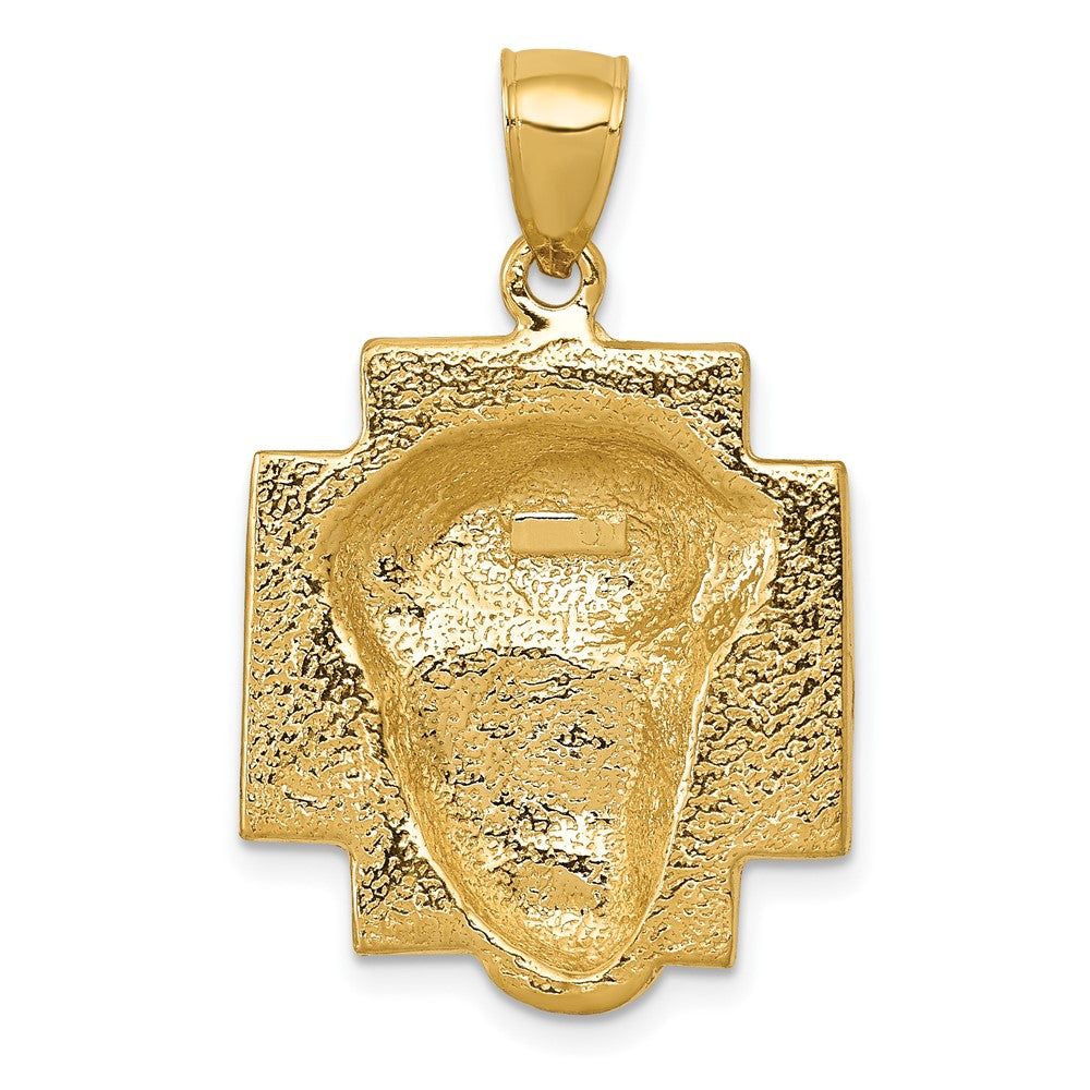 10K Yellow Gold 10K Polished 2-D Large Jesus Head With Crown Pendant