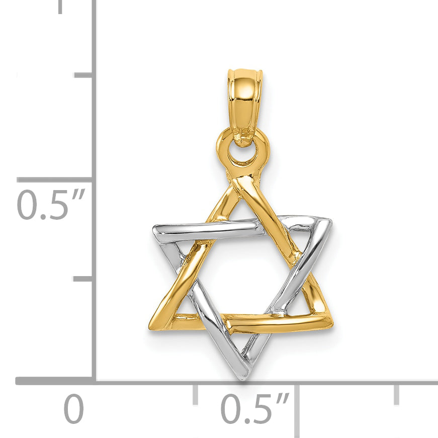 10K Two-Tone 10K Polished Star Of David Pendant