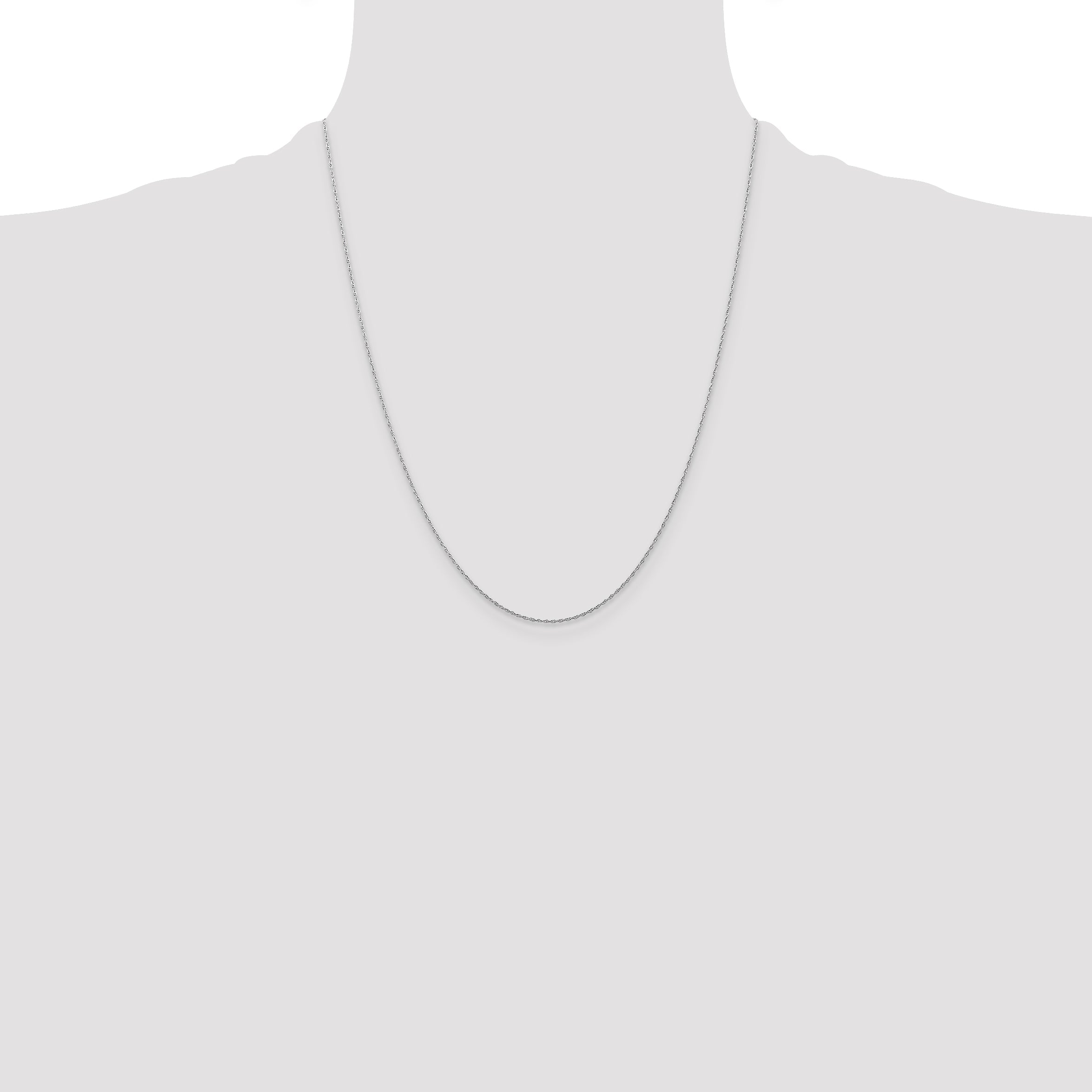 22 Inch 10K White Gold .5mm Carded Cable Rope Chain Necklace