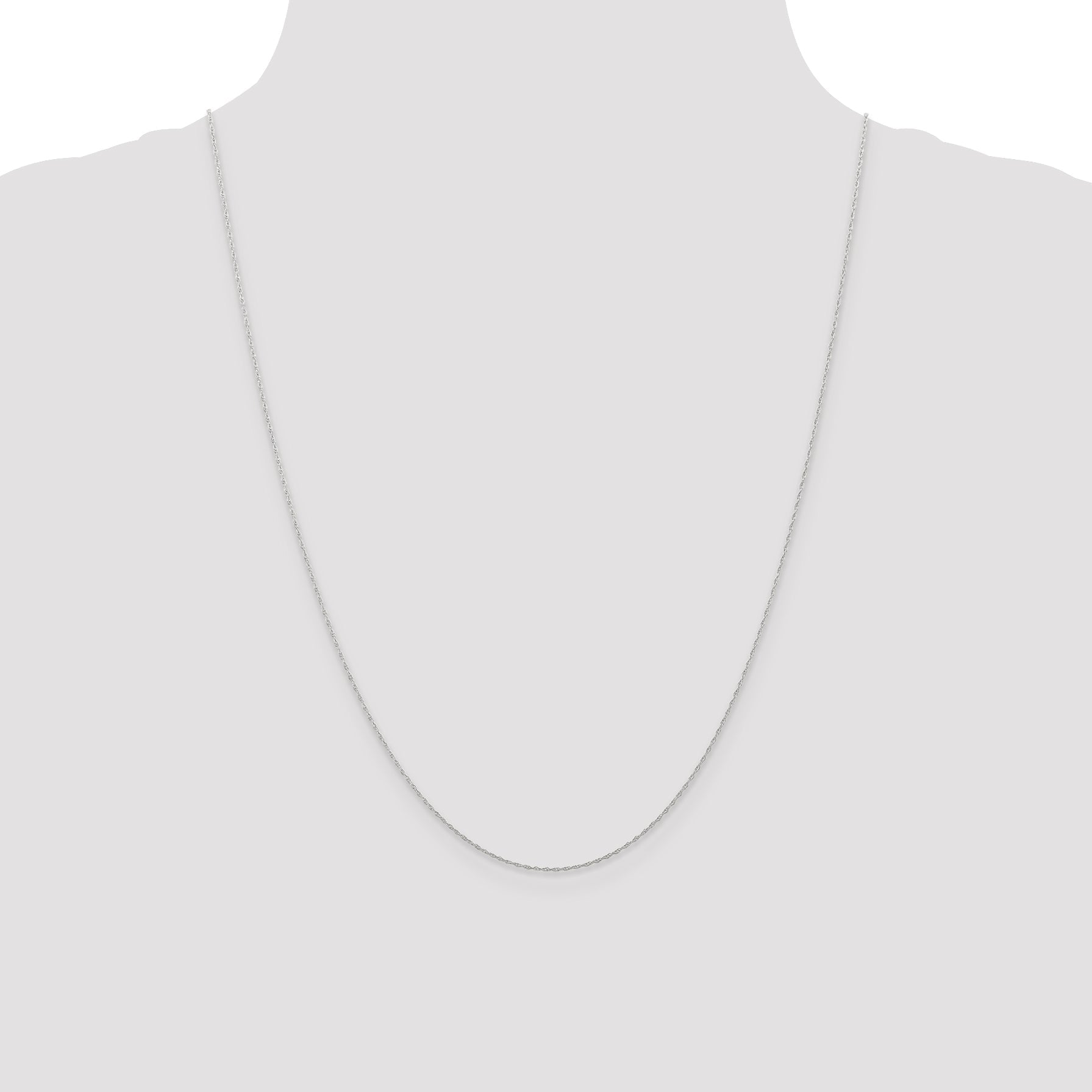 24 Inch 10K White Gold .5mm Carded Cable Rope Chain Necklace