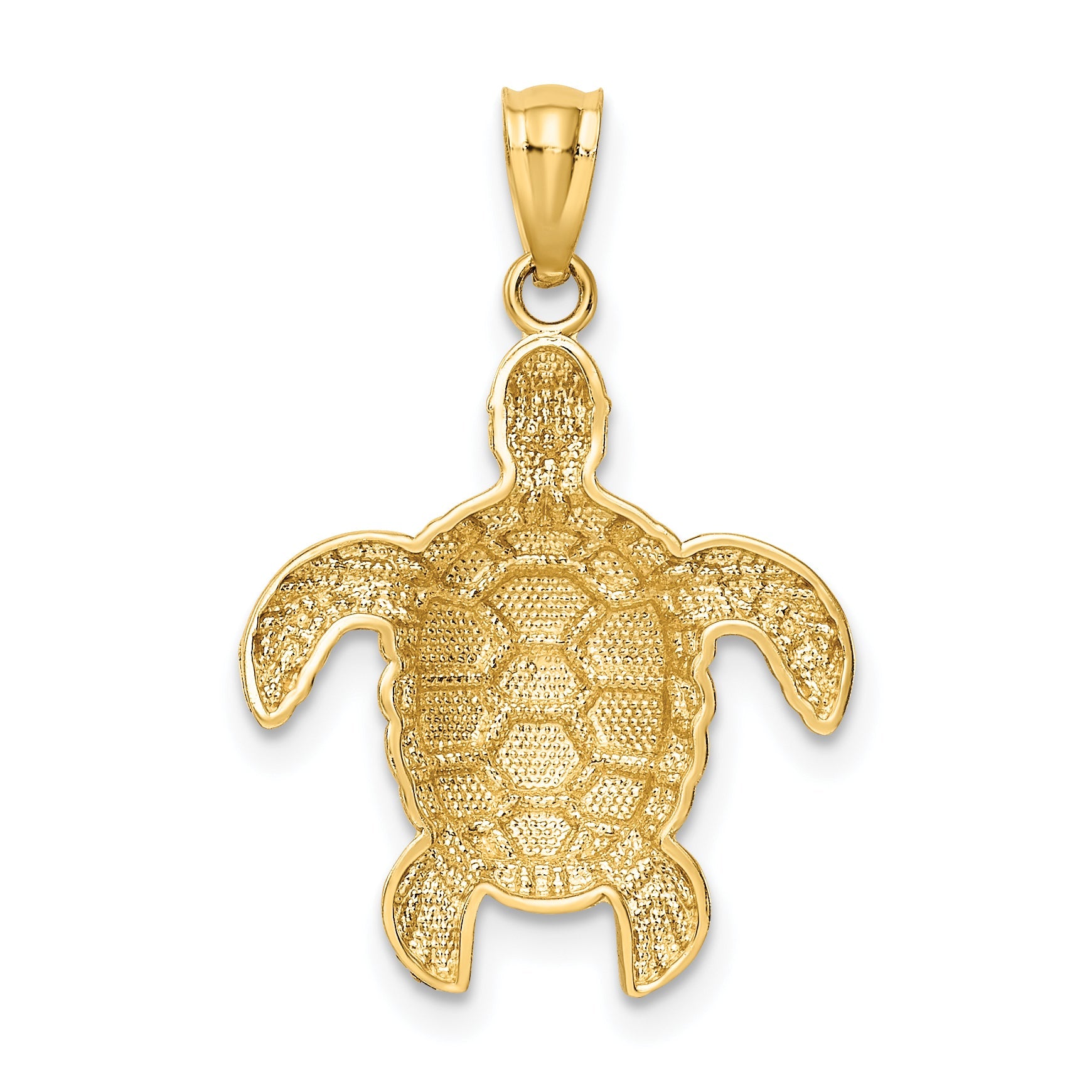 10K Yellow Gold Diamond-Cut Polished Sea Turtle Pendant