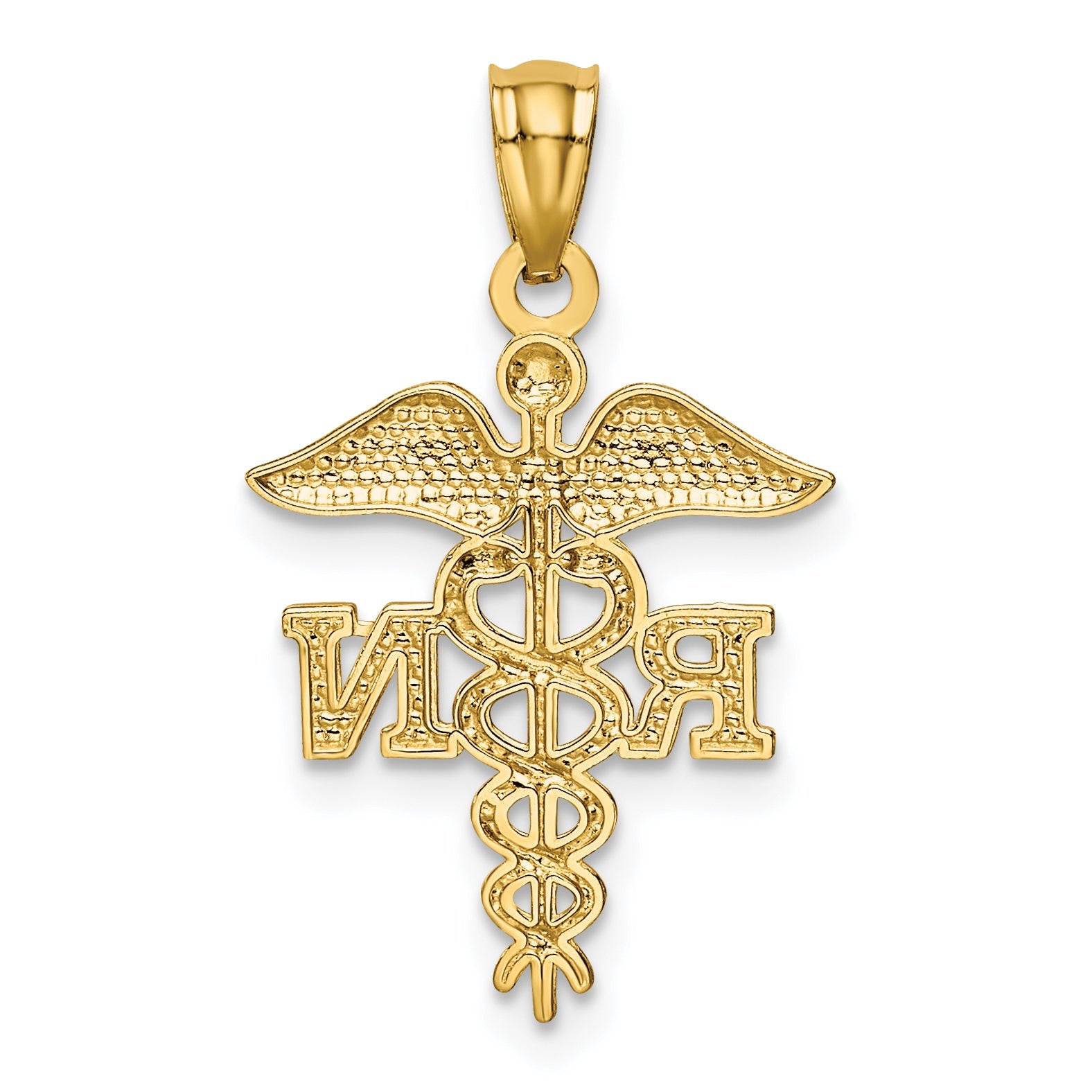 10K Yellow Gold Diamond-Cut Polished Rn Nurse Pendant