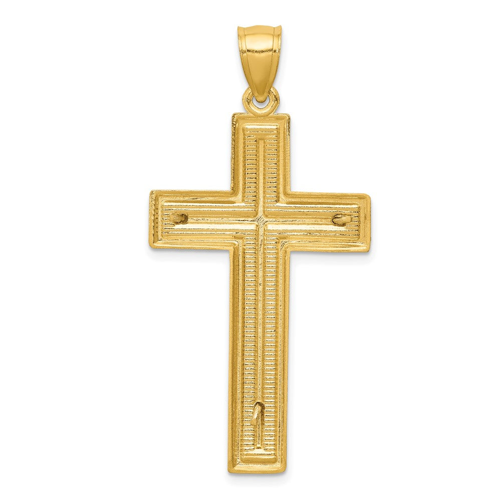 10K Two-Tone Diamond-Cut Latin Crucifix Pendant