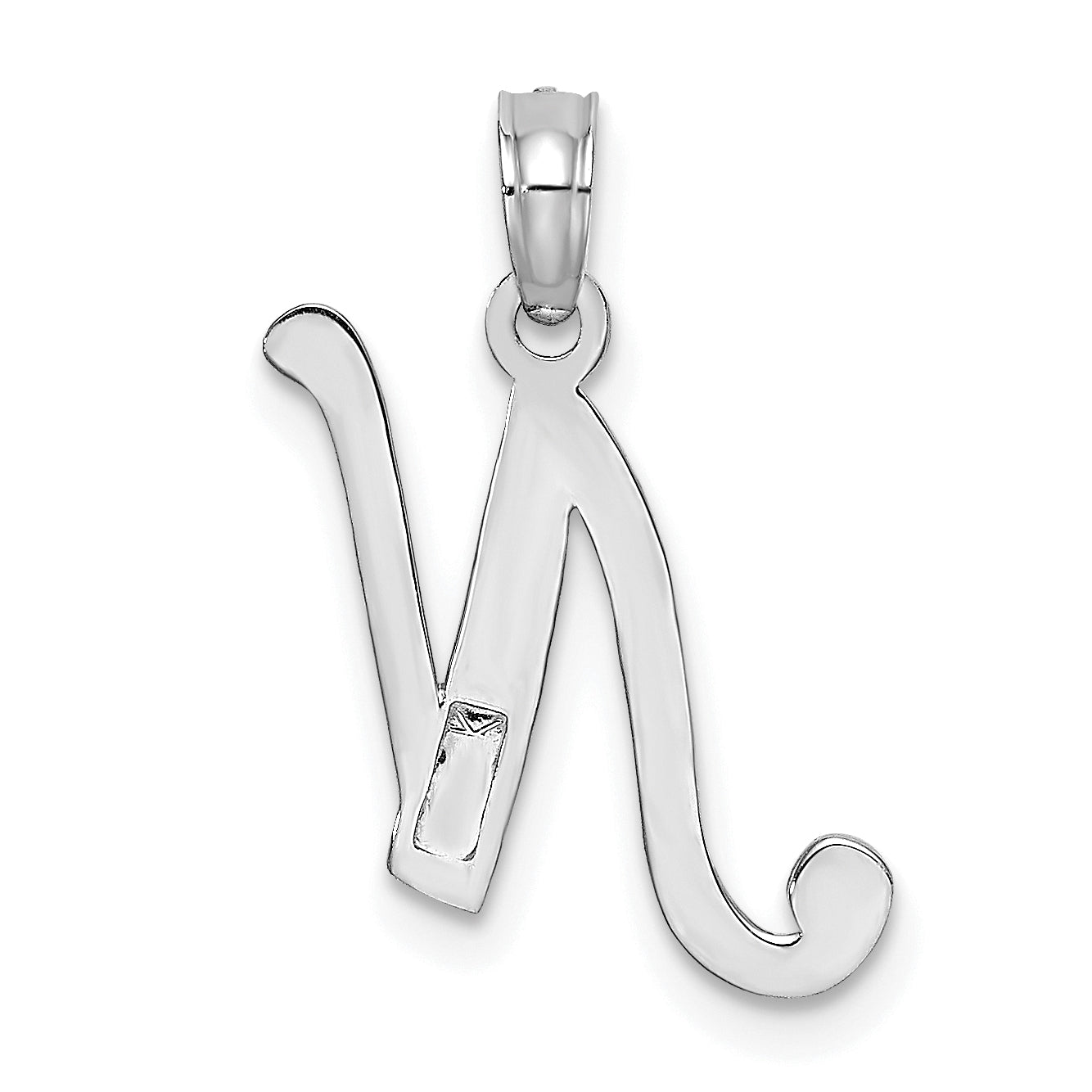 10K White Gold 10K Polished N Script Initial Charm