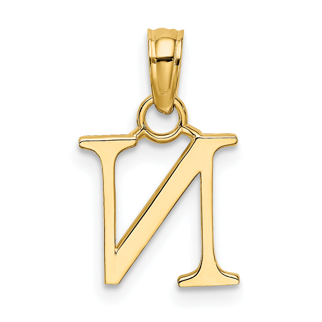 10K Yellow Gold 10K Polished N Block Initial Charm
