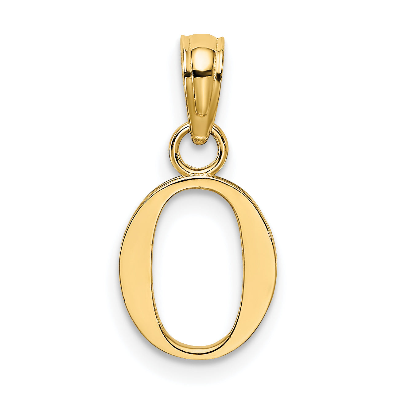 10K Yellow Gold 10K Polished O Block Initial Charm