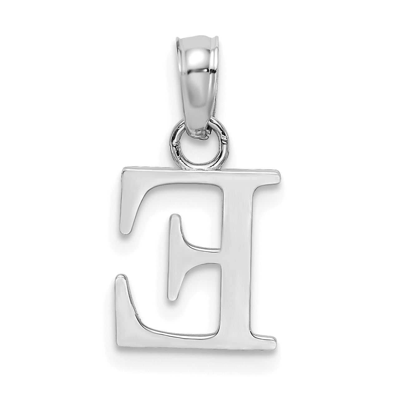 10K White Gold 10K Polished E Block Initial Charm