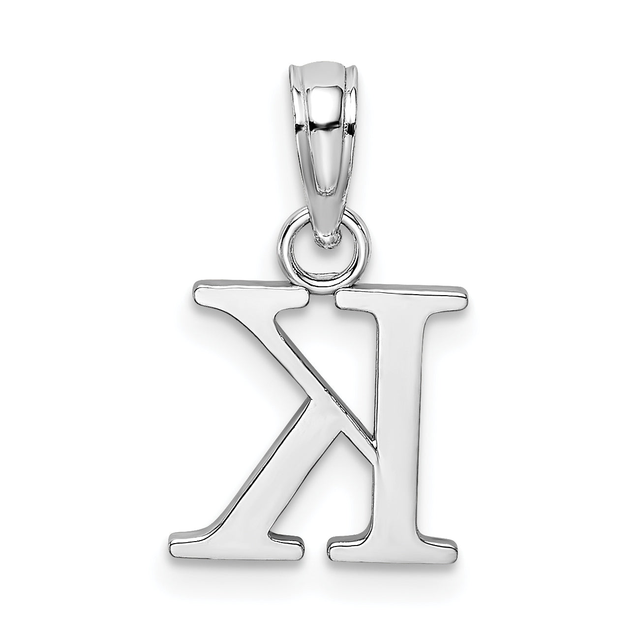 10K White Gold 10K Polished K Block Initial Charm