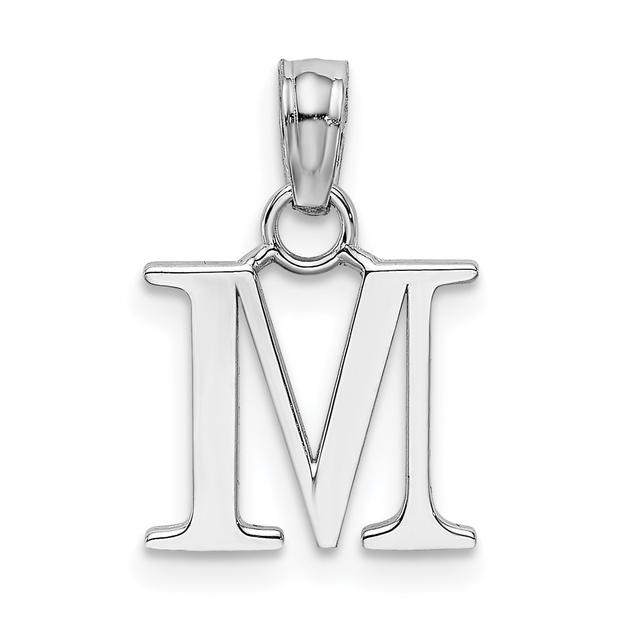 10K White Gold 10K Polished M Block Initial Charm