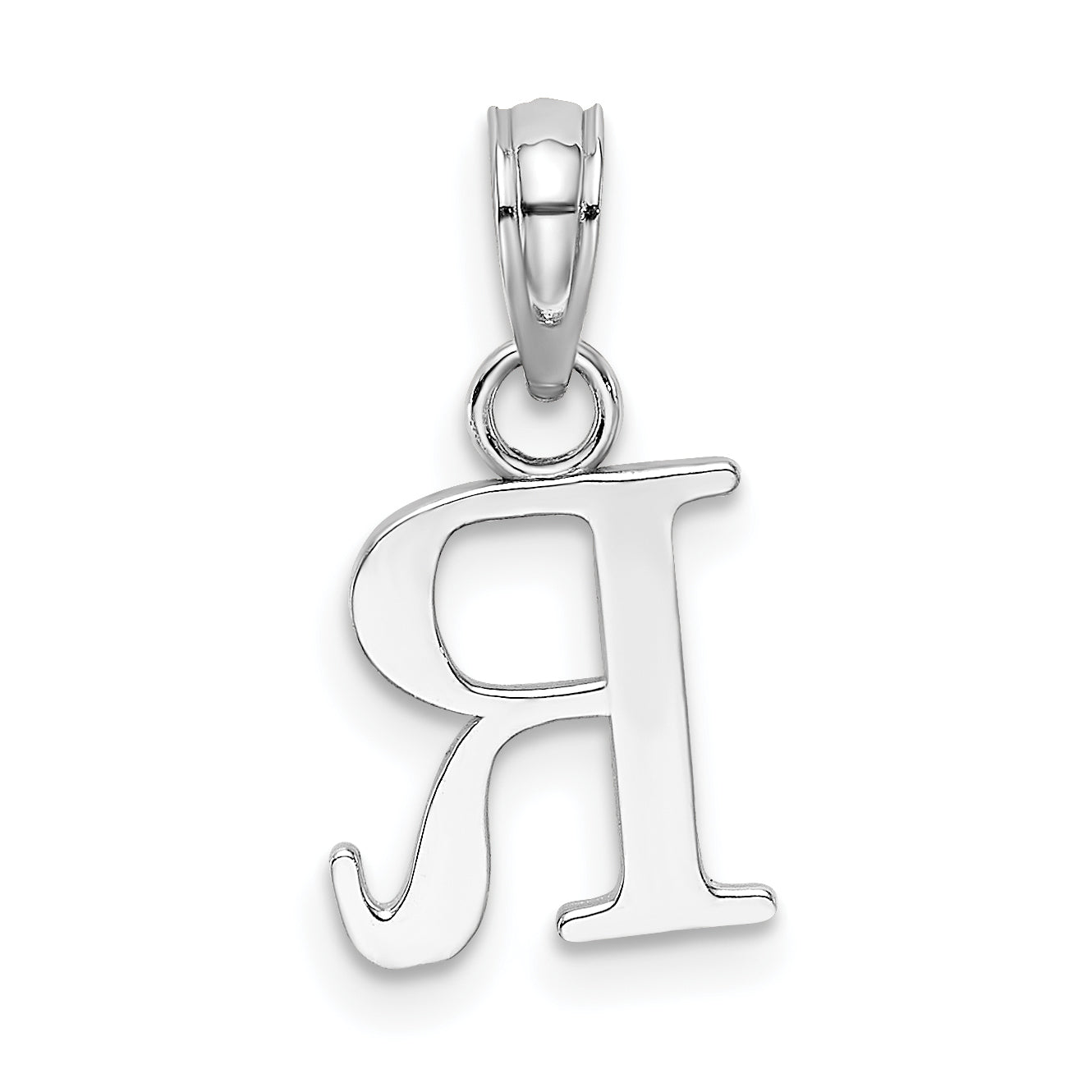 10K White Gold 10K Polished R Block Initial Charm