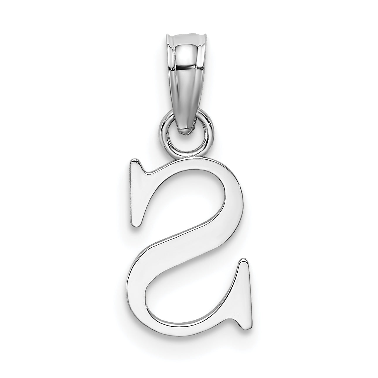 10K White Gold 10K Polished S Block Initial Charm