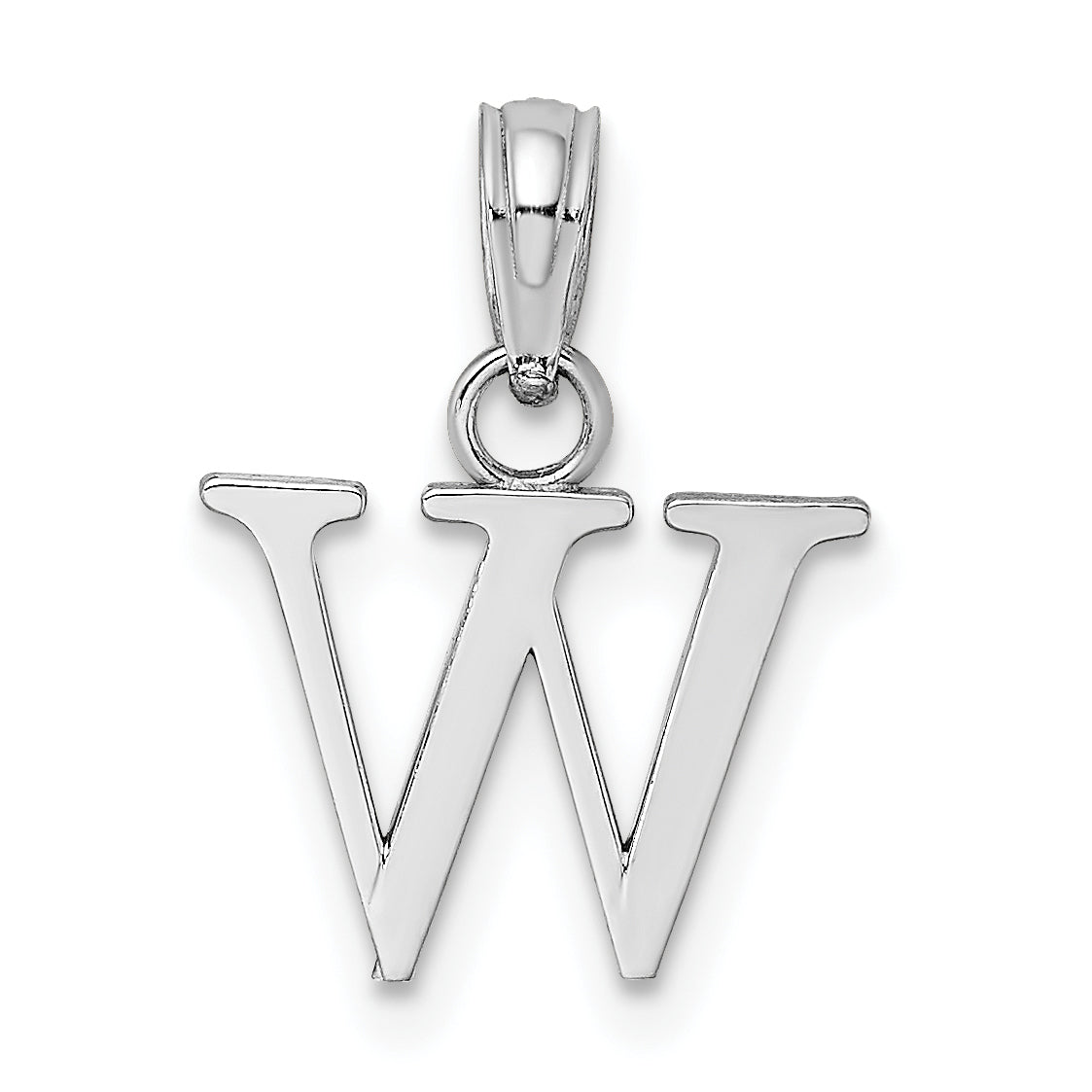 10K White Gold 10K Polished W Block Initial Charm