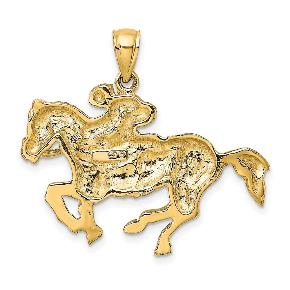 10K Yellow Gold 10K 2-D Jockey On Horse Charm