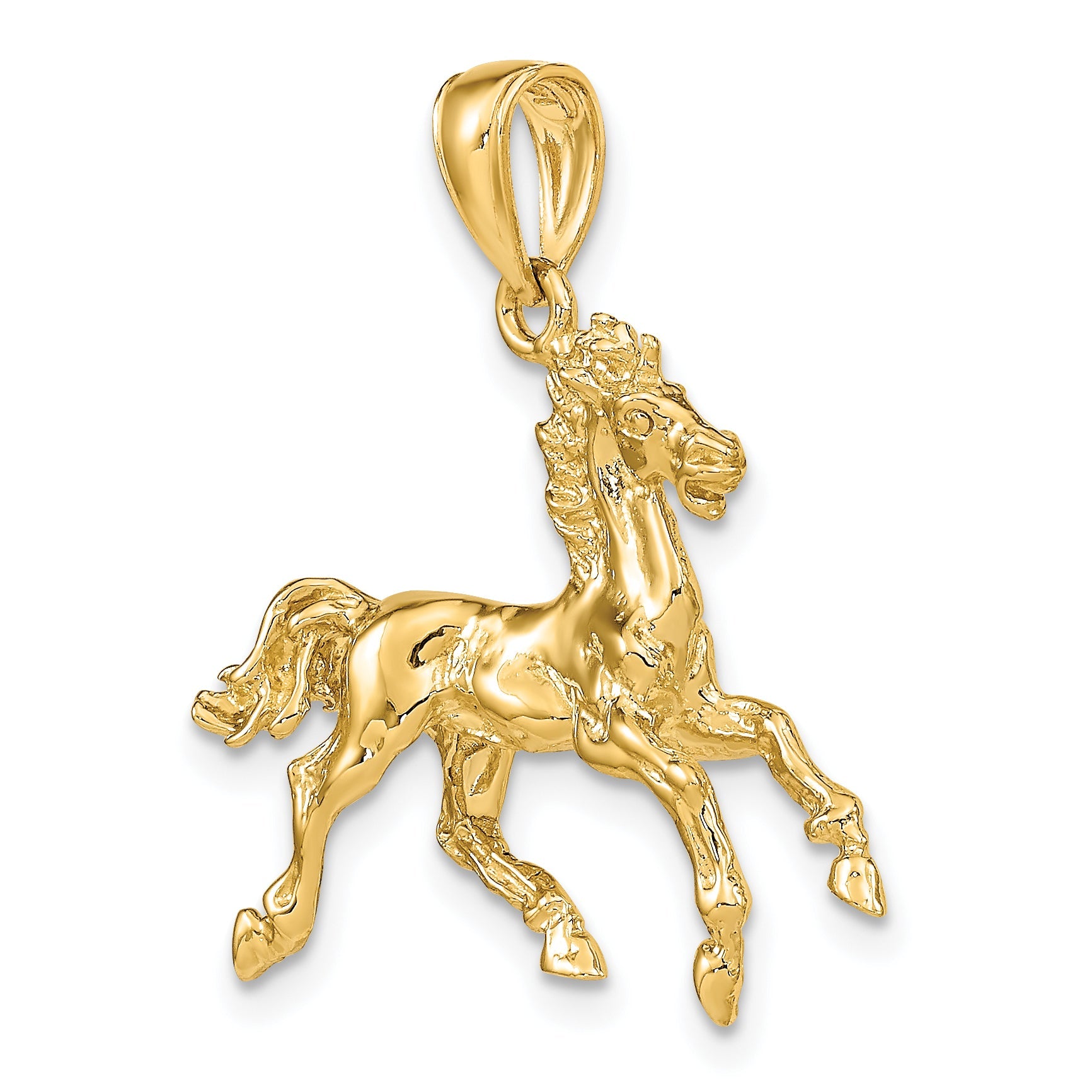10K Yellow Gold 10K 3-D Horse Trotting Charm