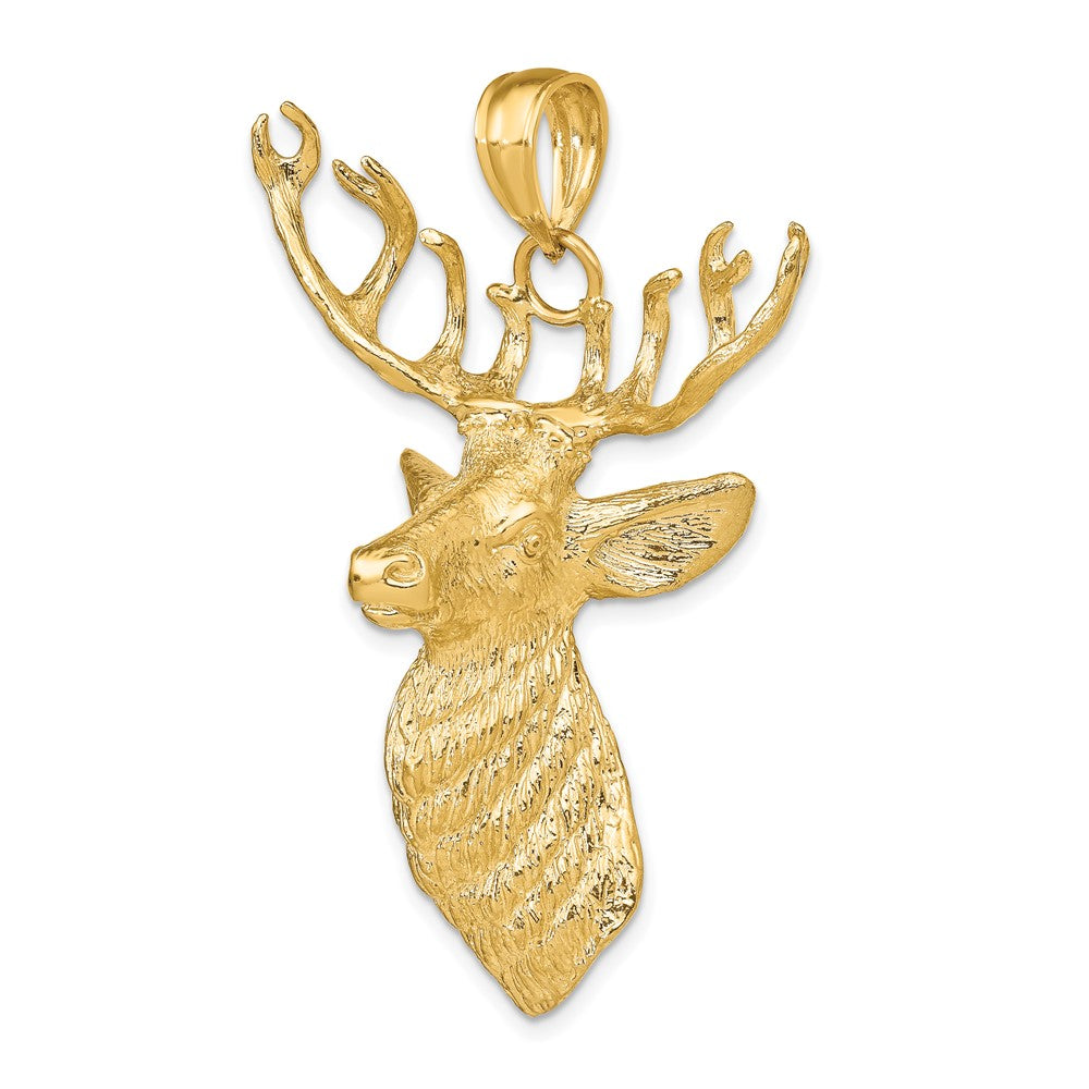 10K Yellow Gold 10K 3-D Textured Deer Head Charm