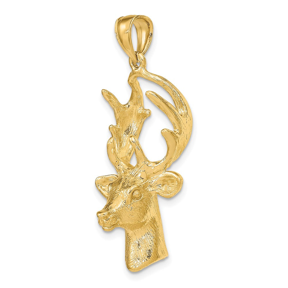10K Yellow Gold 10K 3-D Deer Head Charm