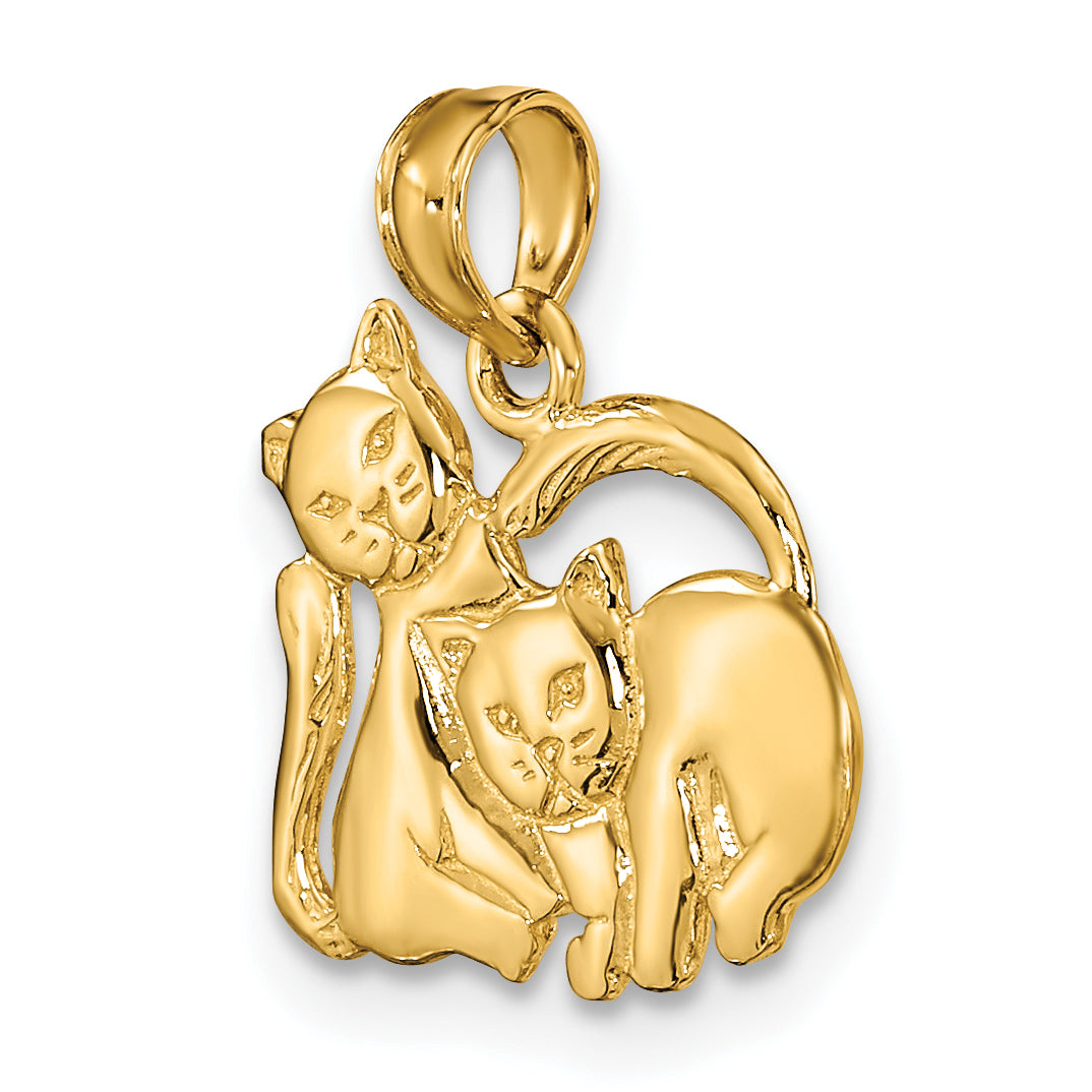 10K Yellow Gold 10K 3-D Polished Two Kittens Charm