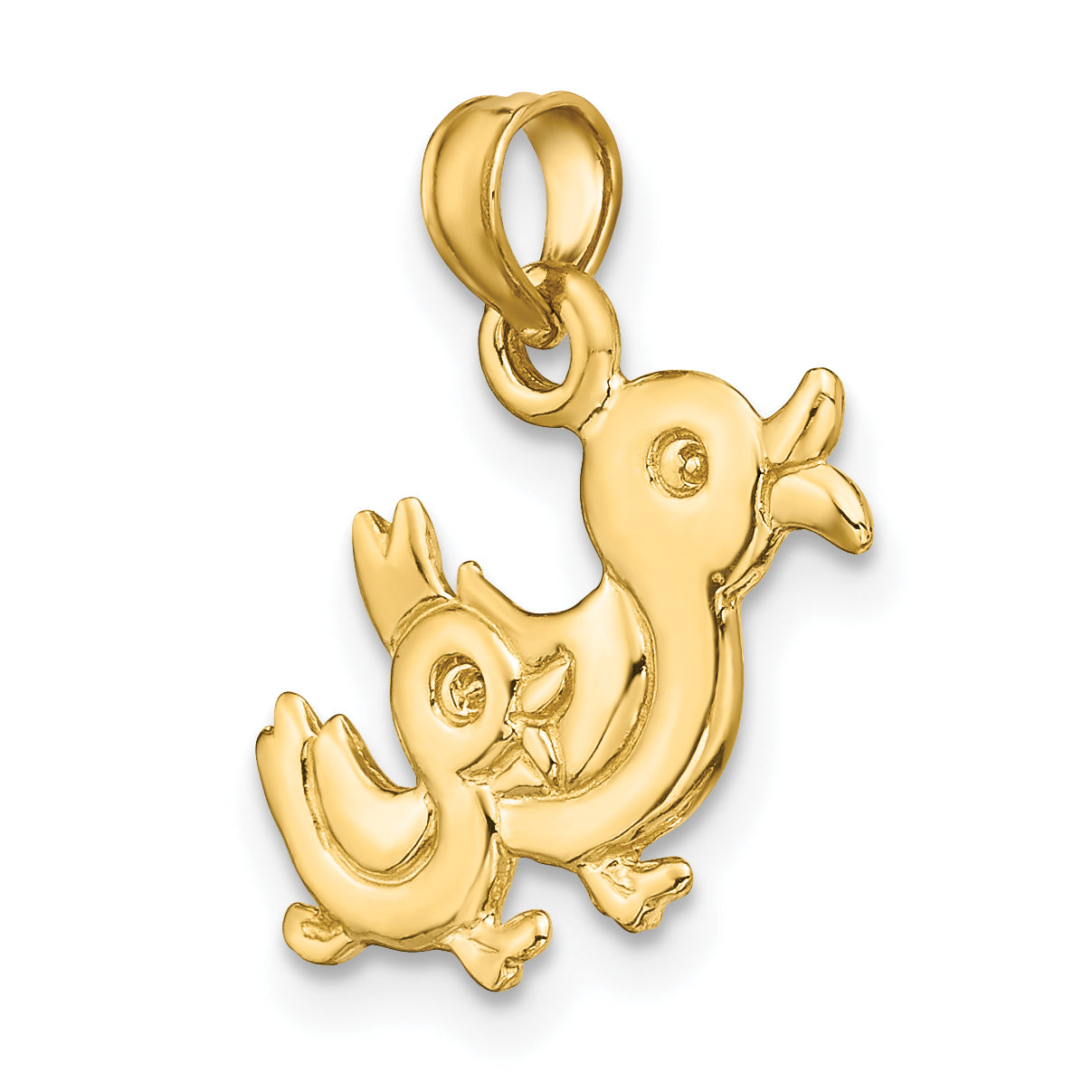 10K Yellow Gold 10K 3-D Two Ducks Charm