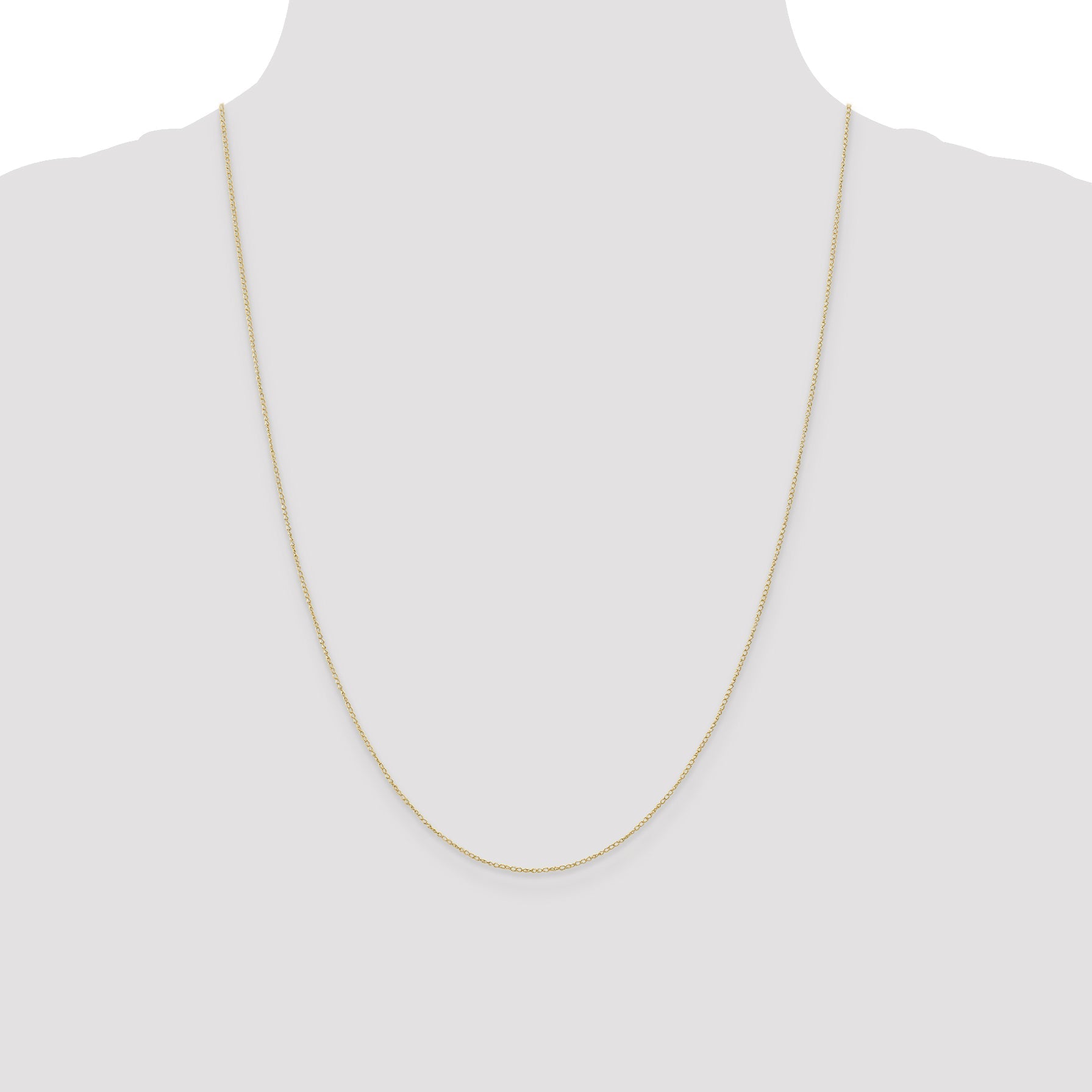 24 Inch 10K Yellow Gold .42mm Carded Curb Chain Necklace