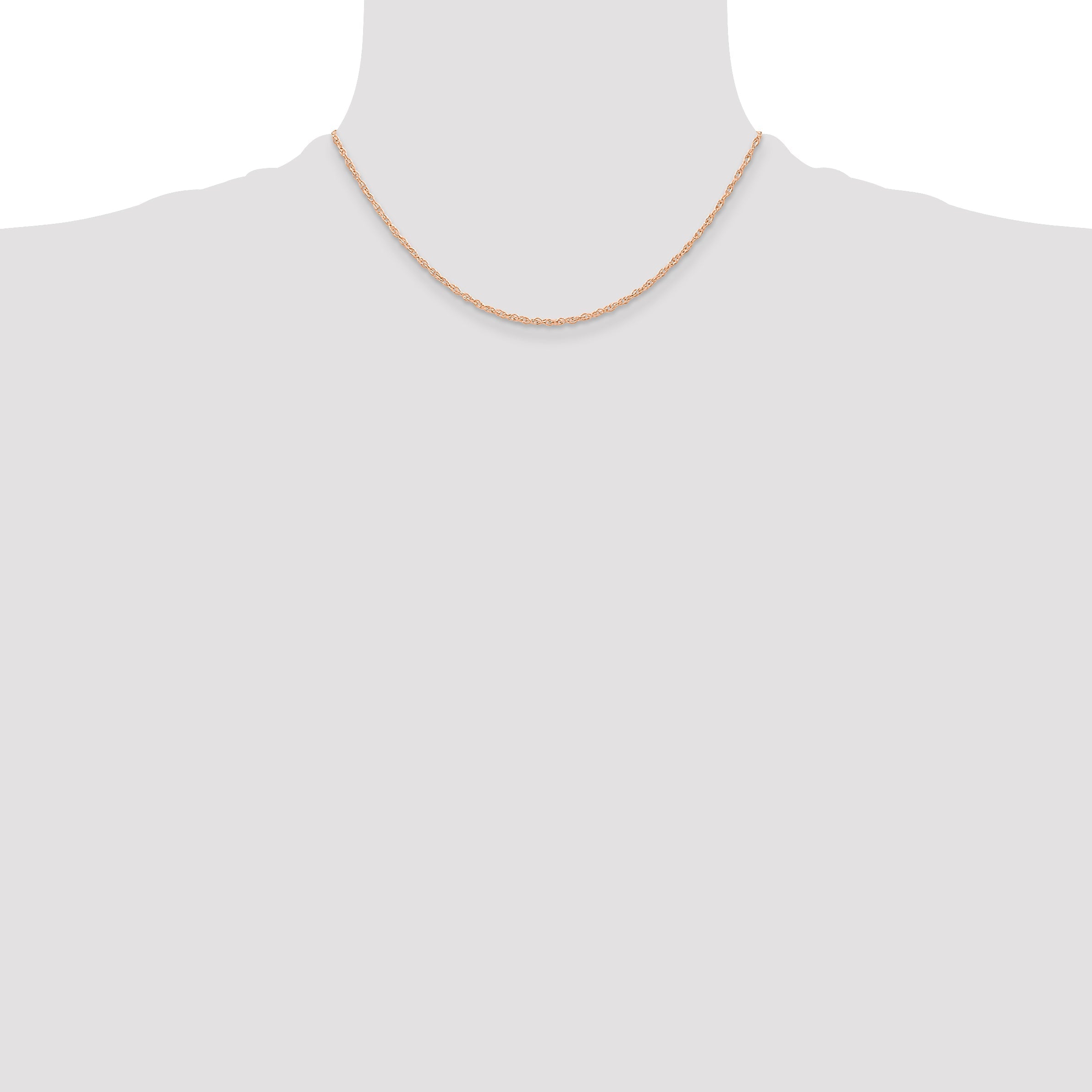 16 Inch 10K Rose Gold .6 mm Carded Cable Rope Chain Necklace