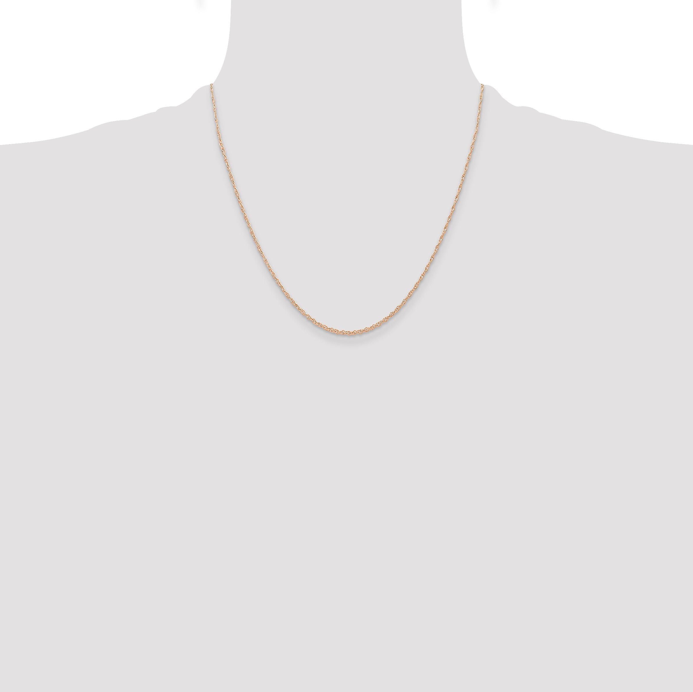 2 Inch 10K Rose Gold .6 mm Carded Cable Rope Chain Necklace