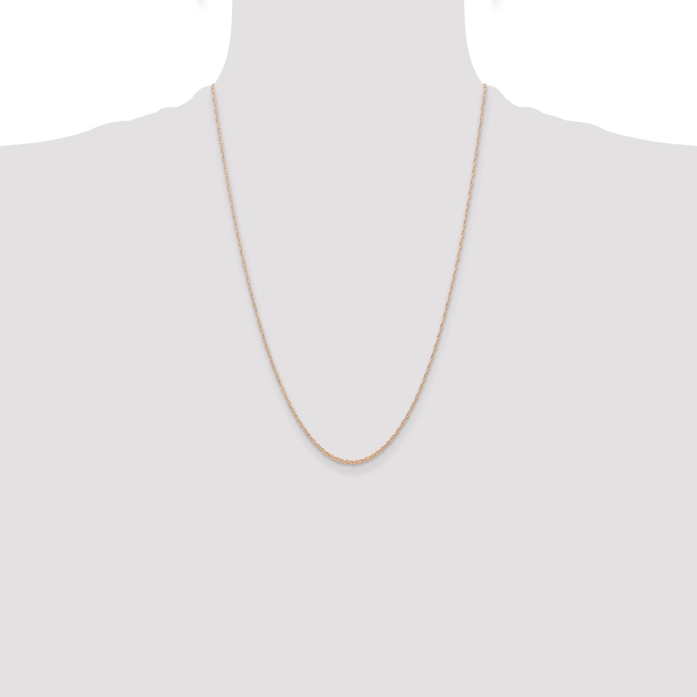 24 Inch 10K Rose Gold .6 mm Carded Cable Rope Chain Necklace