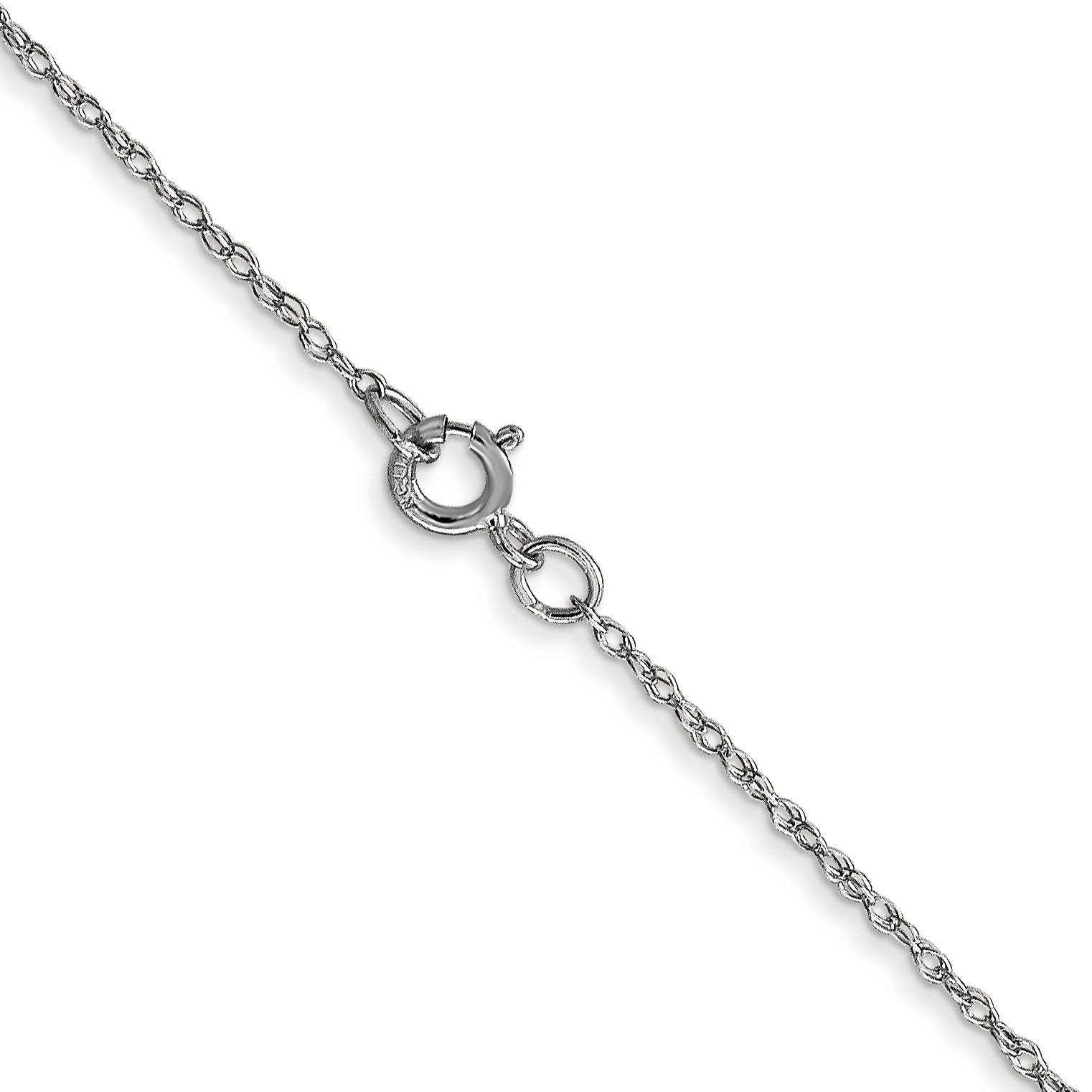 13 Inch 10K White Gold .6 mm Carded Cable Rope Chain Necklace