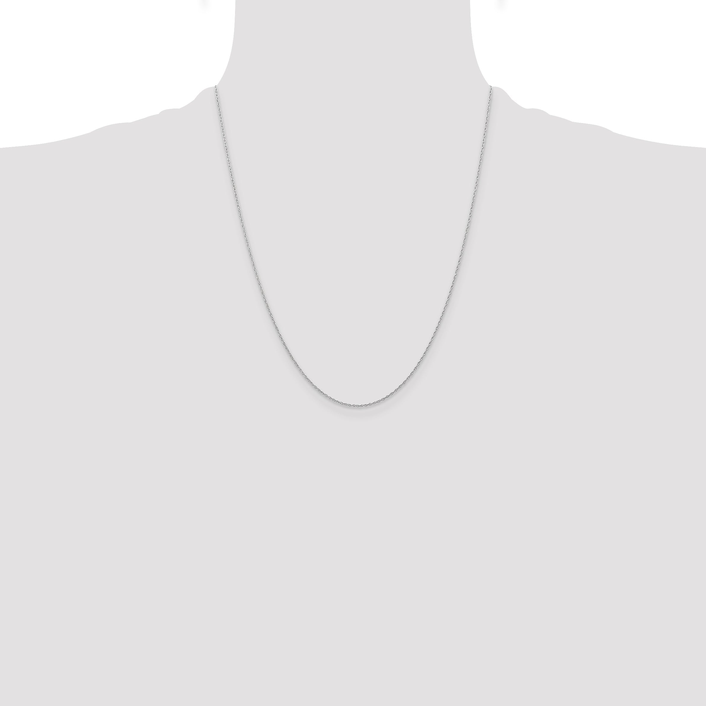 22 Inch 10K White Gold .6 mm Carded Cable Rope Chain Necklace